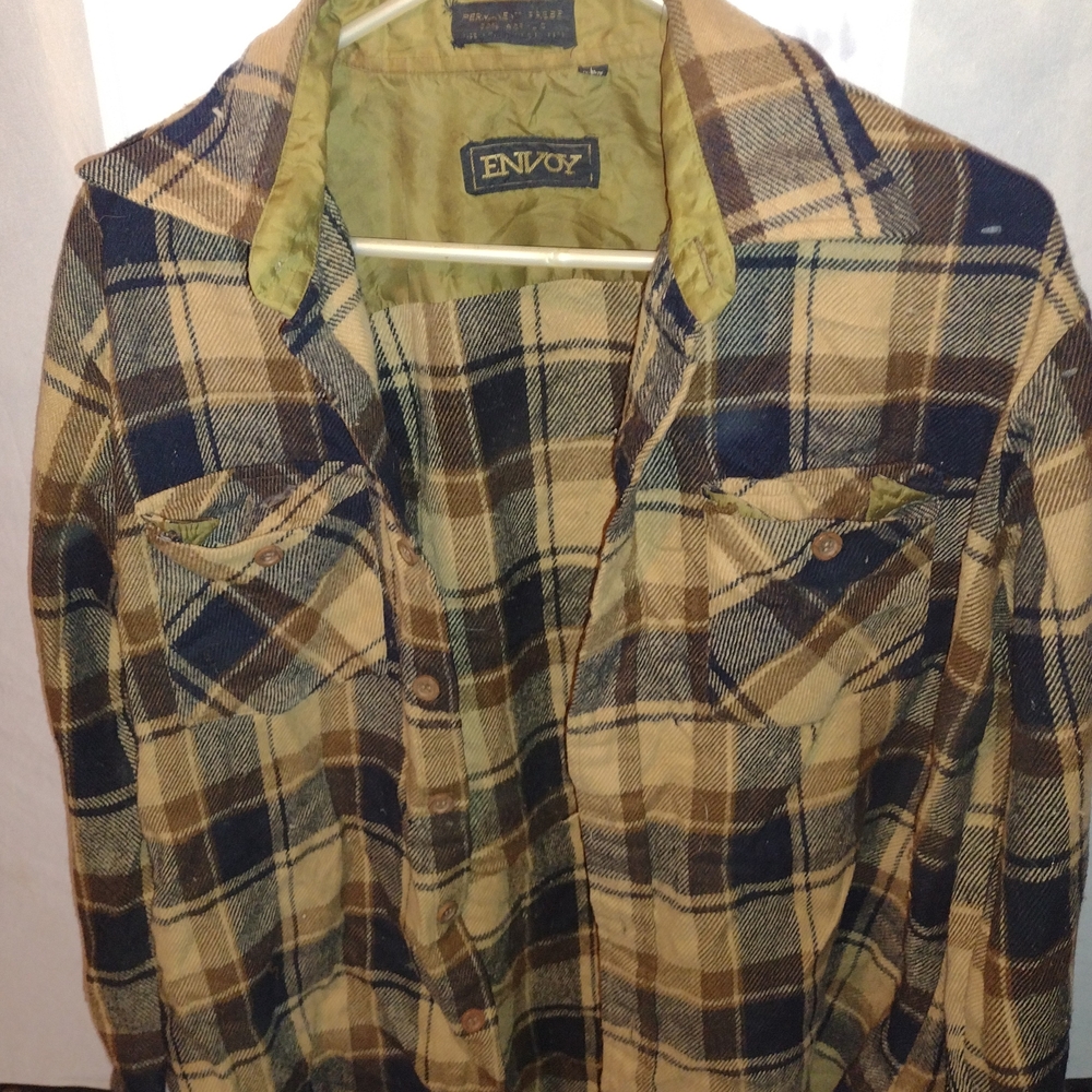 Envoy Men's Plaid Dress Shirt - Brown and Blue